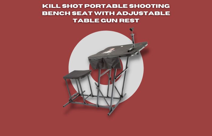 Kill Shot Portable Shooting Bench Seat with Adjustable Table Gun Rest