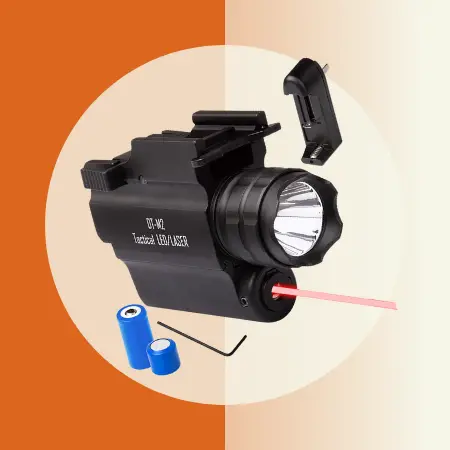 DefendTek Mounted Flashlight and Red Laser Light Combo for Shotgun, Pistol and Handgun