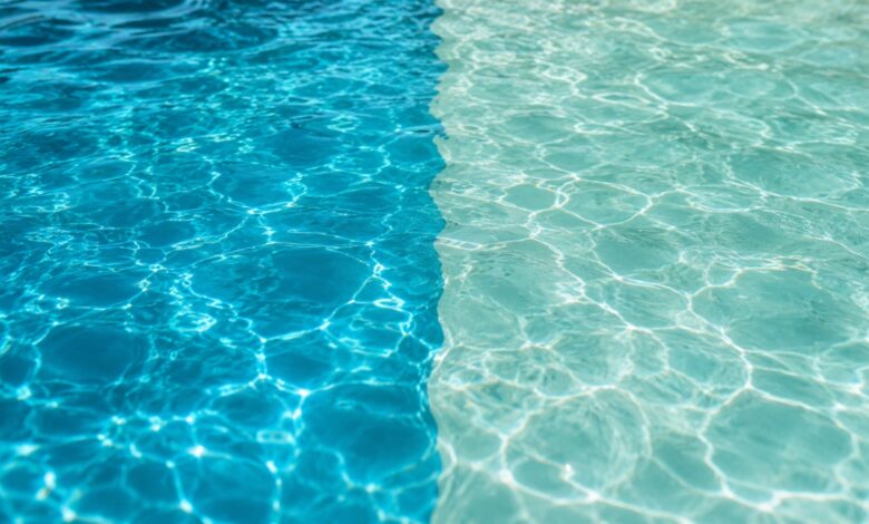 Close-up water comparison for saltwater vs mineral pools in a small backyard pool